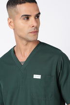 Prime – Men's V-Neck Scrub - 7 Pocket - Bottle Green