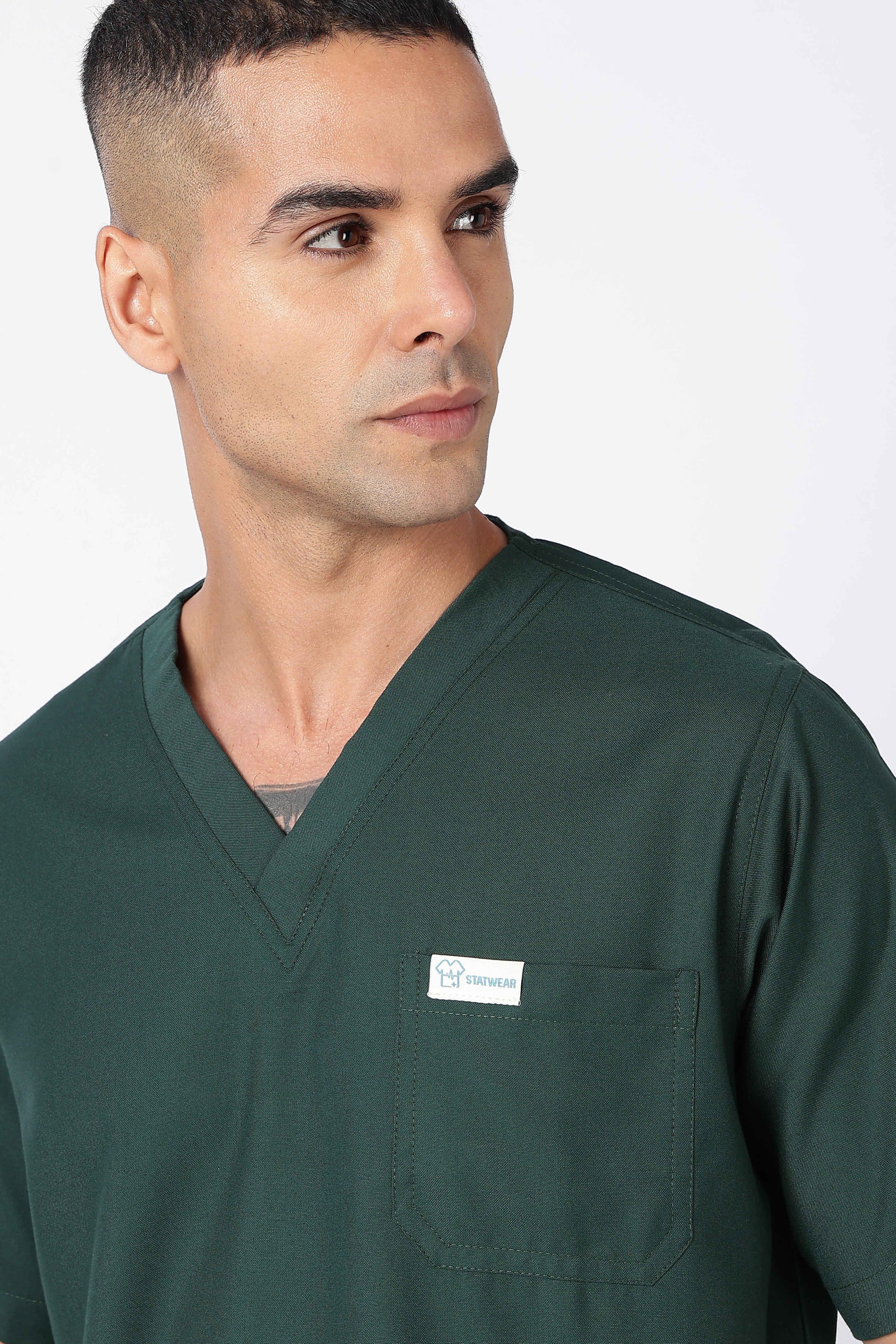 Prime – Men's V-Neck Scrub - 7 Pocket - Bottle Green