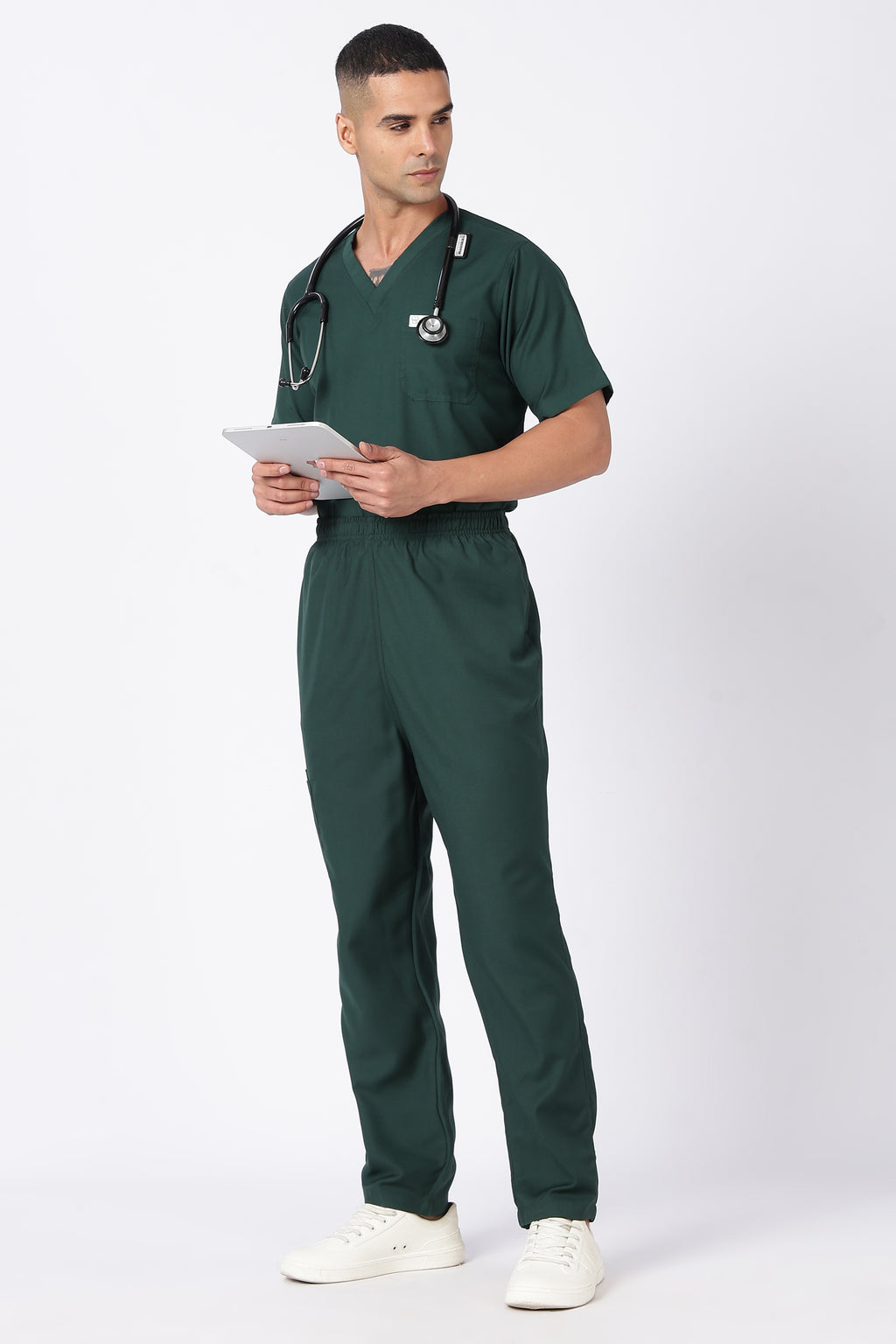 Prime – Men's V-Neck Scrub - 7 Pocket - Bottle Green