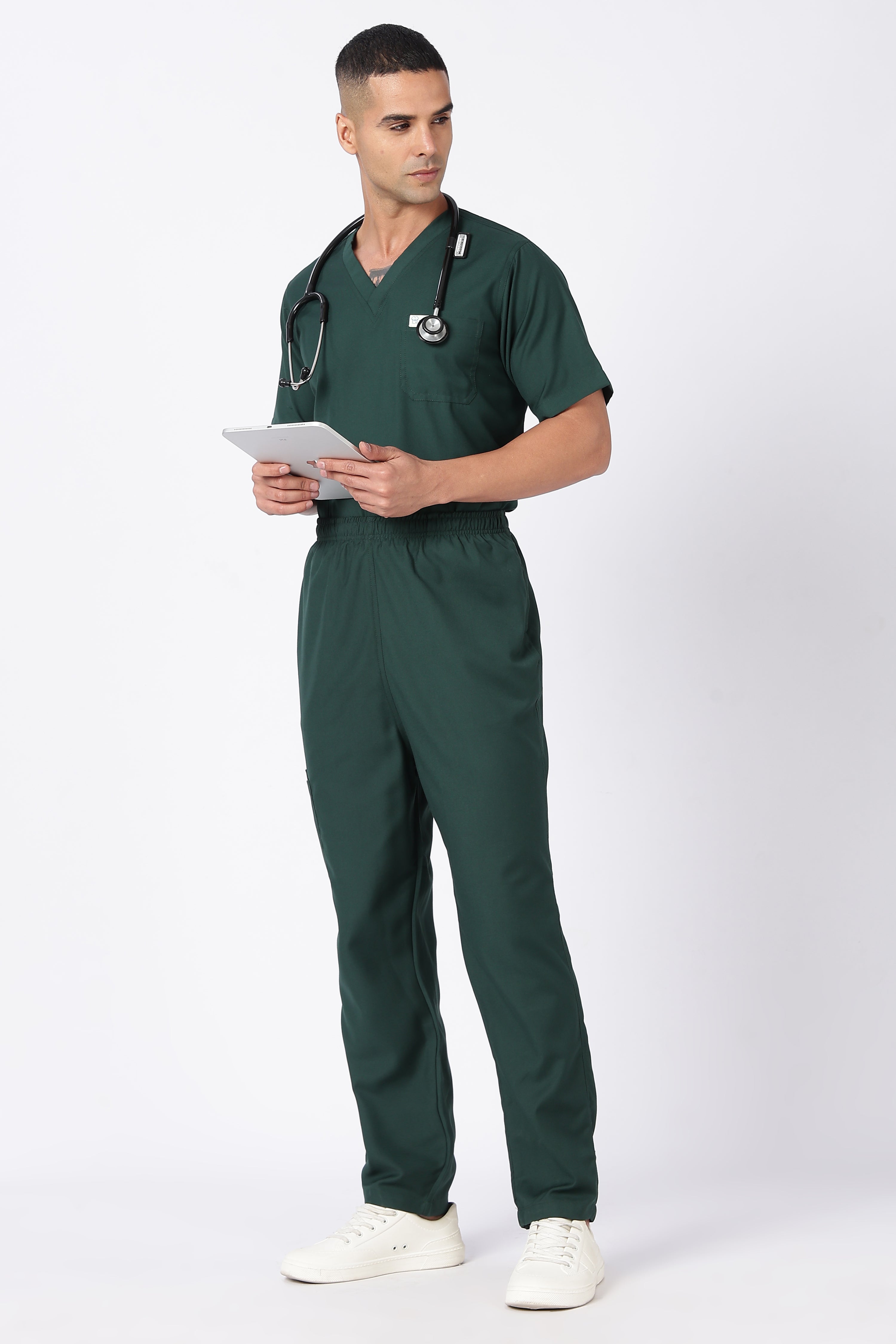Prime – Men's V-Neck Scrub - 7 Pocket - Bottle Green