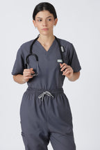Prime – Women's V-Neck Scrub - 7 Pocket - Steel Grey