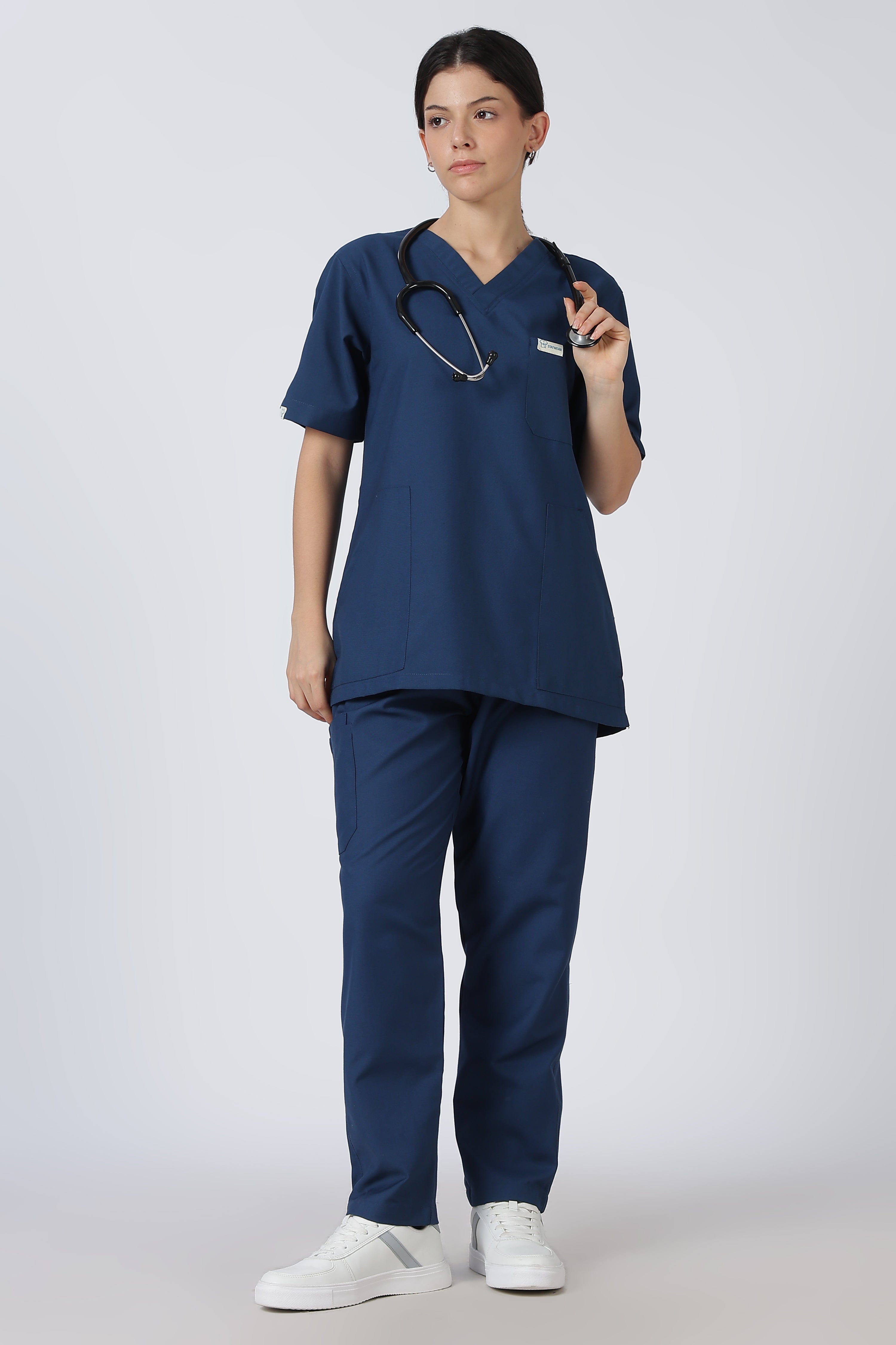 Prime – Women's V-Neck Scrub - 7 Pocket - Dark Blue