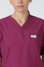 Prime – Women's V-Neck Scrub - 7 Pocket - Wine Berry