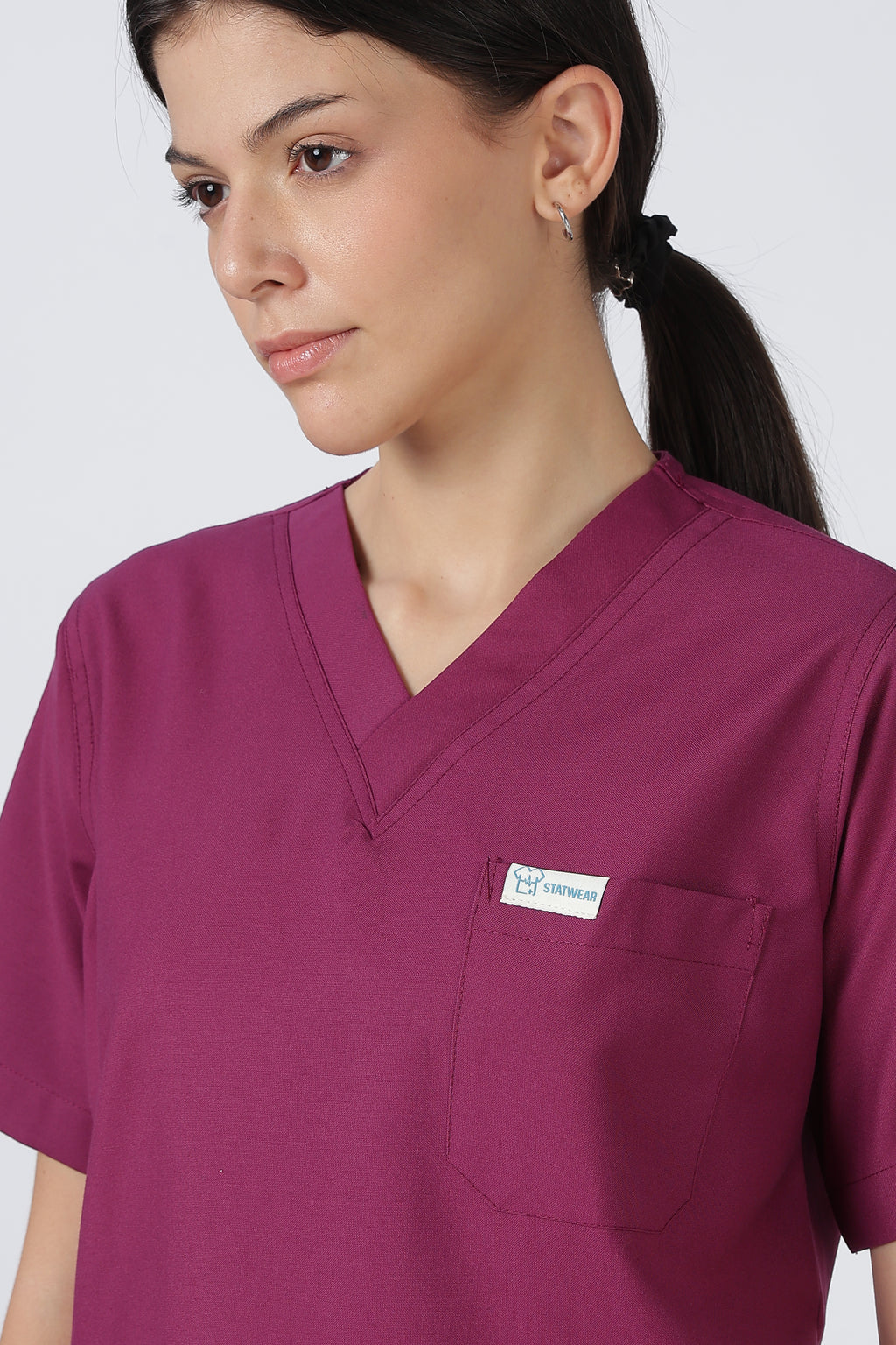 Prime – Women's V-Neck Scrub - 7 Pocket - Wine Berry