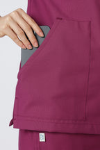 Prime – Women's V-Neck Scrub - 7 Pocket - Wine Berry
