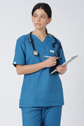 Prime – Women's V-Neck Scrub - 7 Pocket - Teal Blue