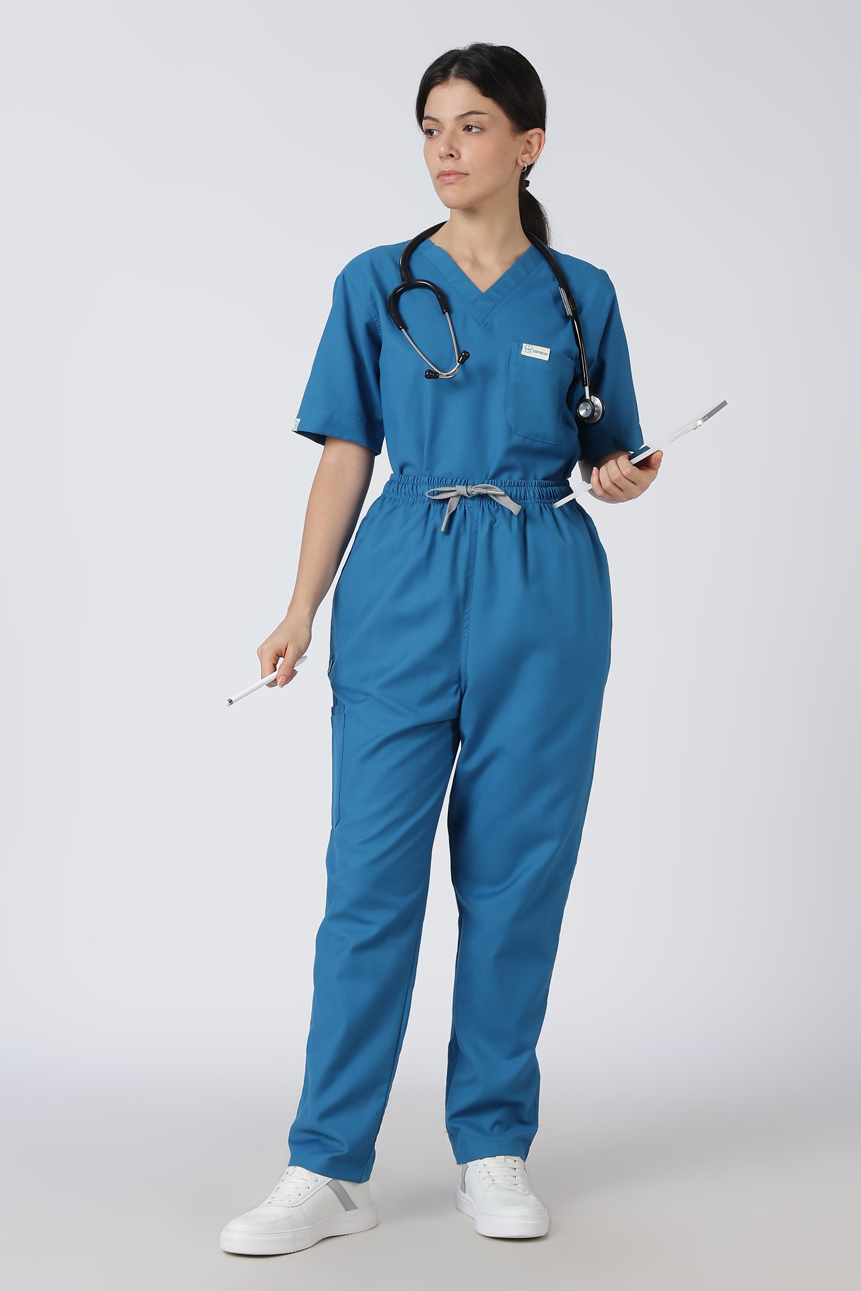Prime – Women's V-Neck Scrub - 7 Pocket - Teal Blue