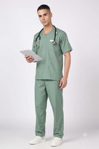 Supreme – Men's V-Neck Scrub - 5 Pocket - Beetle Green