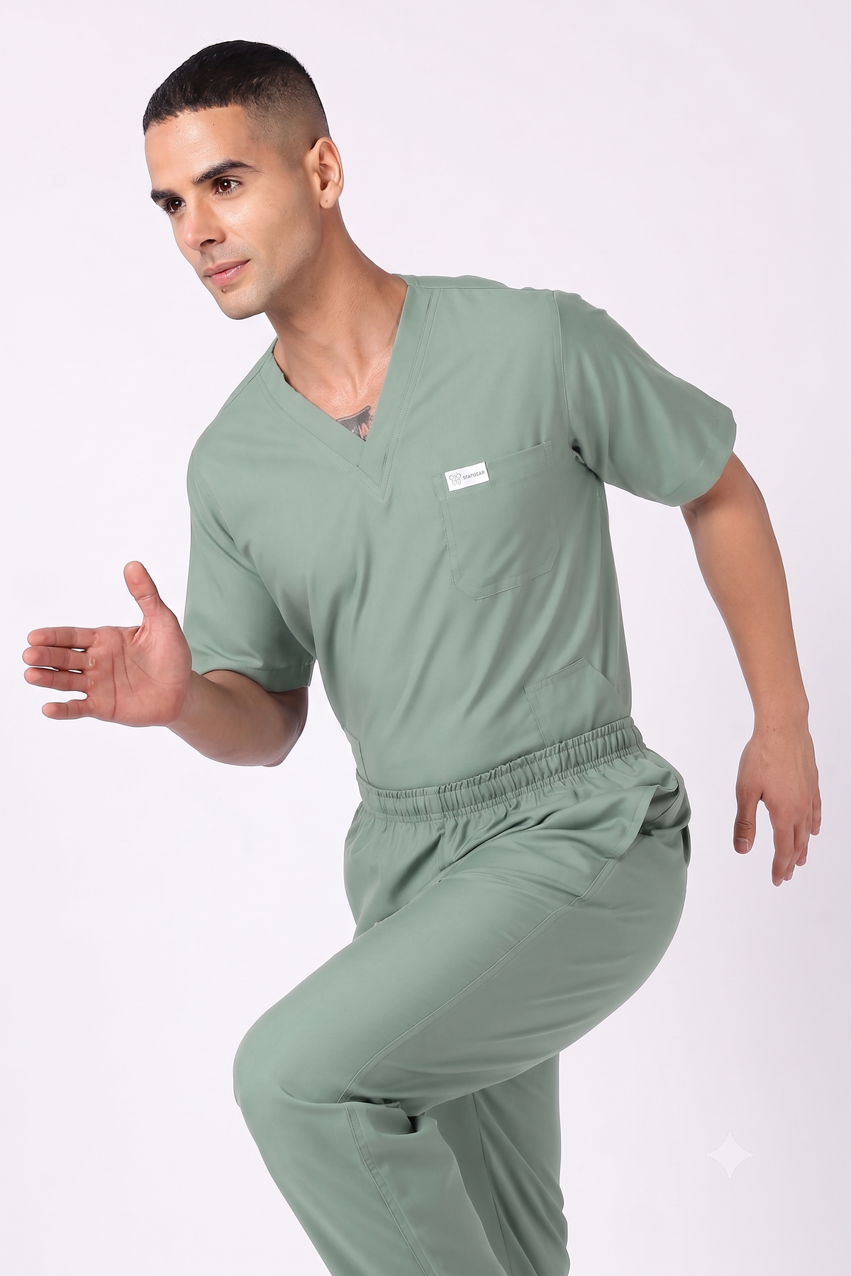 Supreme – Men's V-Neck Scrub - 5 Pocket - Beetle Green