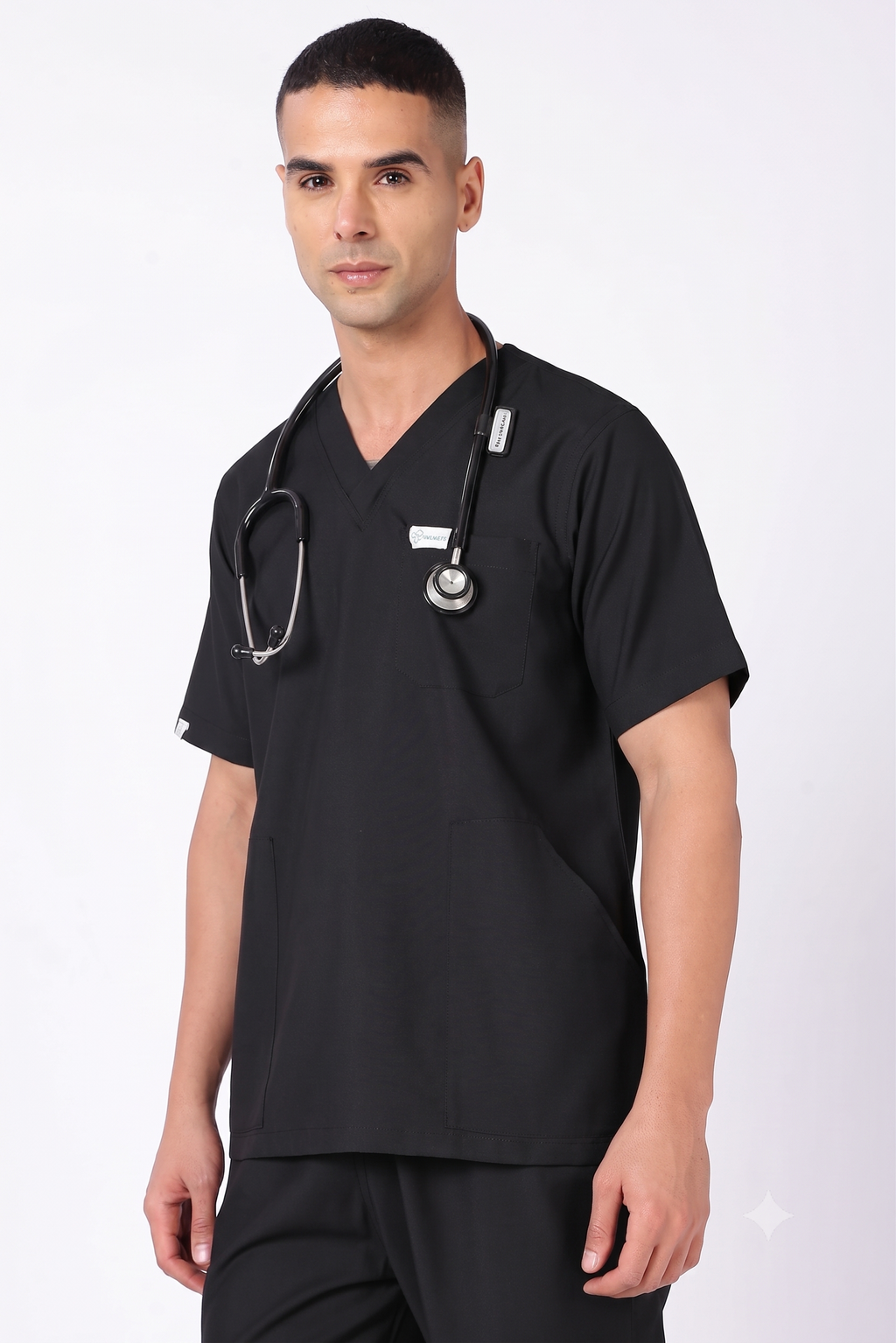 Supreme – Men's V-Neck Scrub - 5 Pocket - Black