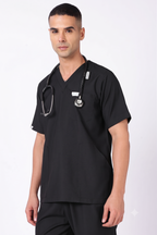 Supreme – Men's V-Neck Scrub - 5 Pocket - Black