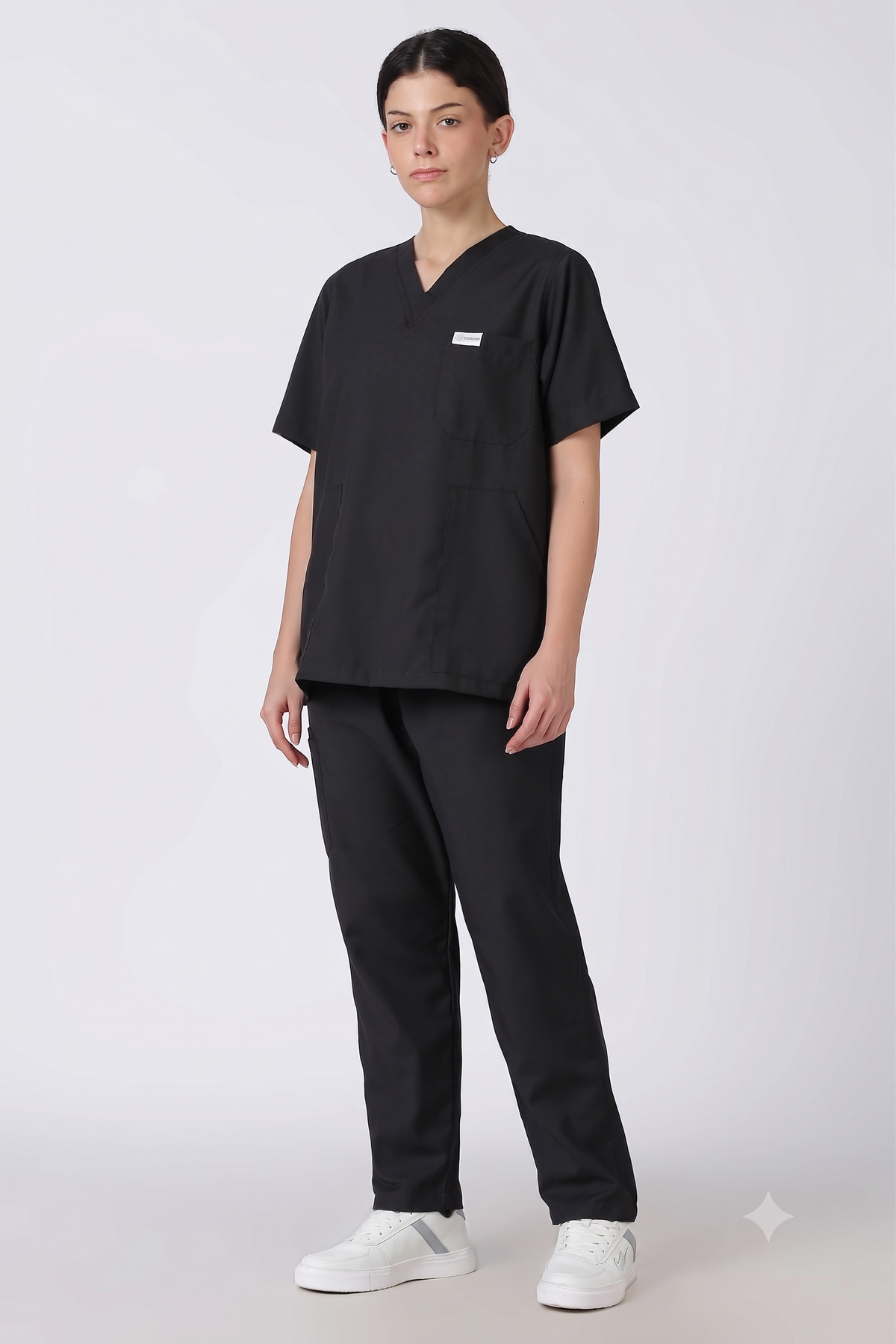 Supreme – Women's V-Neck Scrub - 5 Pocket - Black