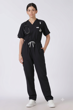 Supreme – Women's V-Neck Scrub - 5 Pocket - Black
